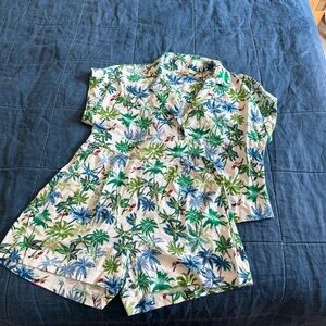 Monteau Los Angeles Linen Blend Shirt 2 Piece Set Size Small